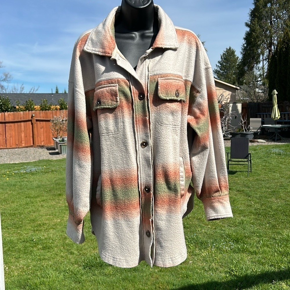FREE PEOPLE PRINTED RUBY SHIRT JACKET OVERSIZED XS